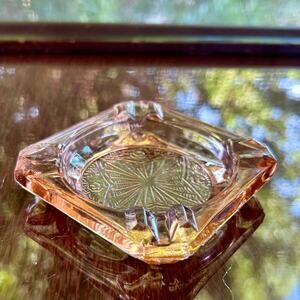 Vintage Pink Depression Glass Ashtray – 3.25” Square